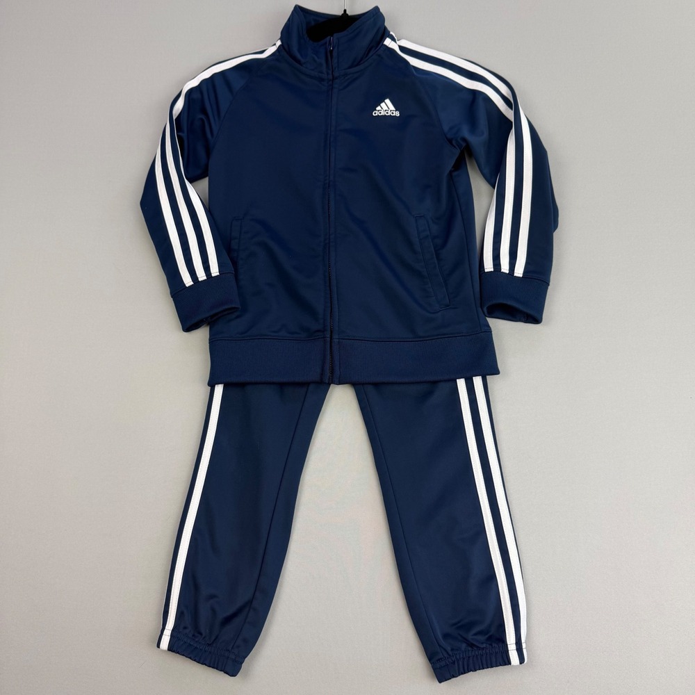 Adidas Kids 3 Stripe Track Suit 2-Piece Set Navy Blue Sporty Like New Size 6